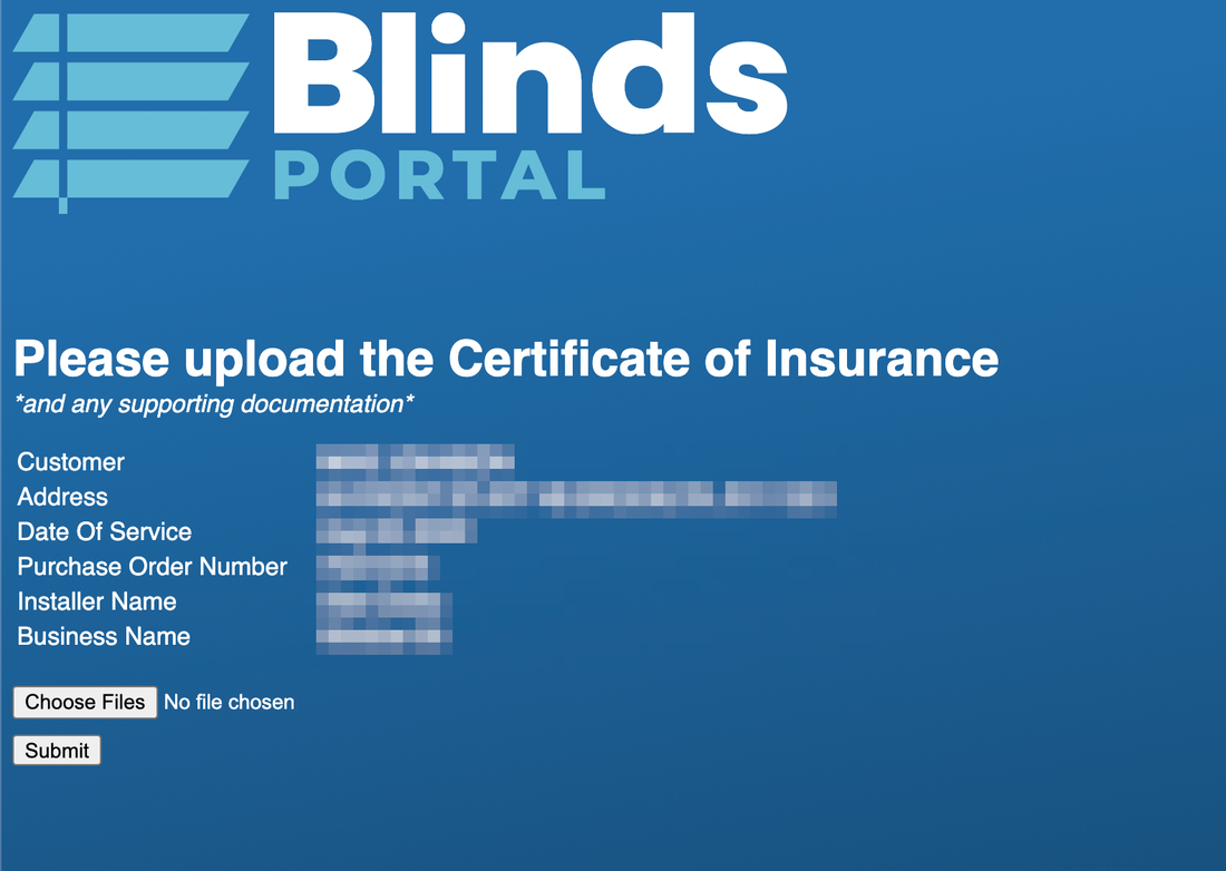 Blinds Portal Certificate of Insurance